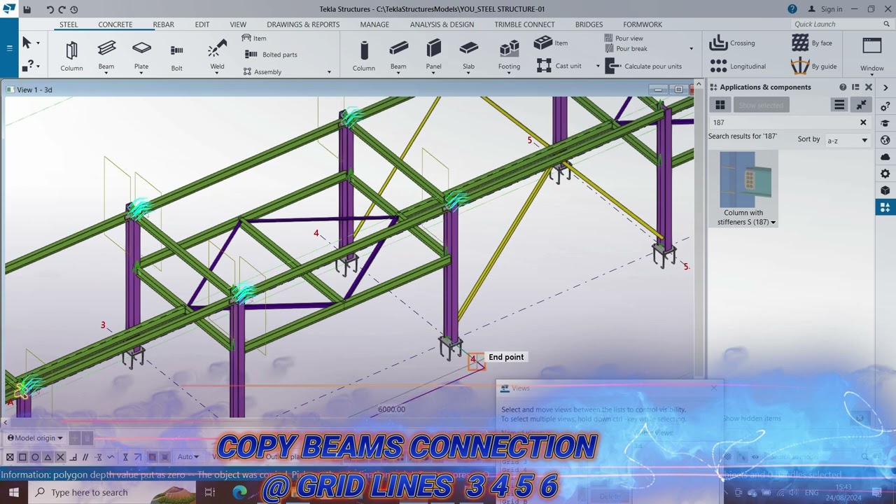 Tekla Tutorial Modeling a Simple Steel Piperack Structure