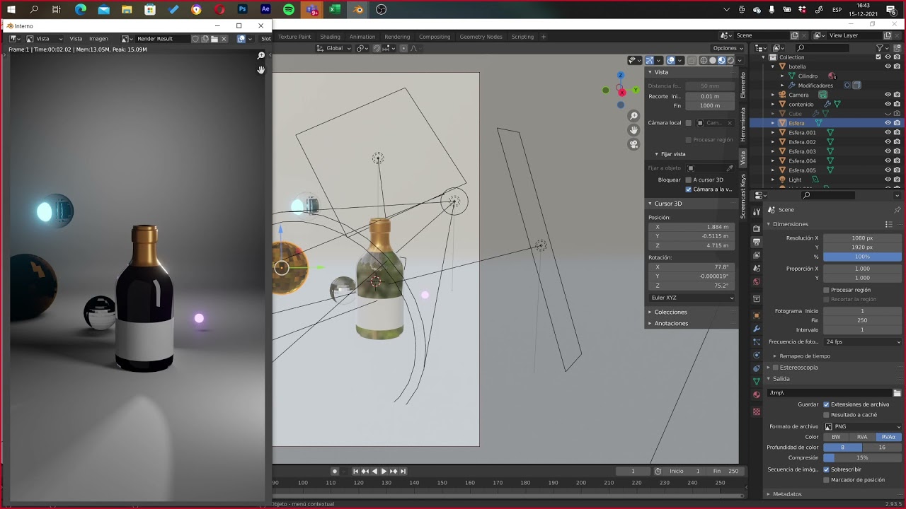 BLENDER Animar Cámara  Procesar
