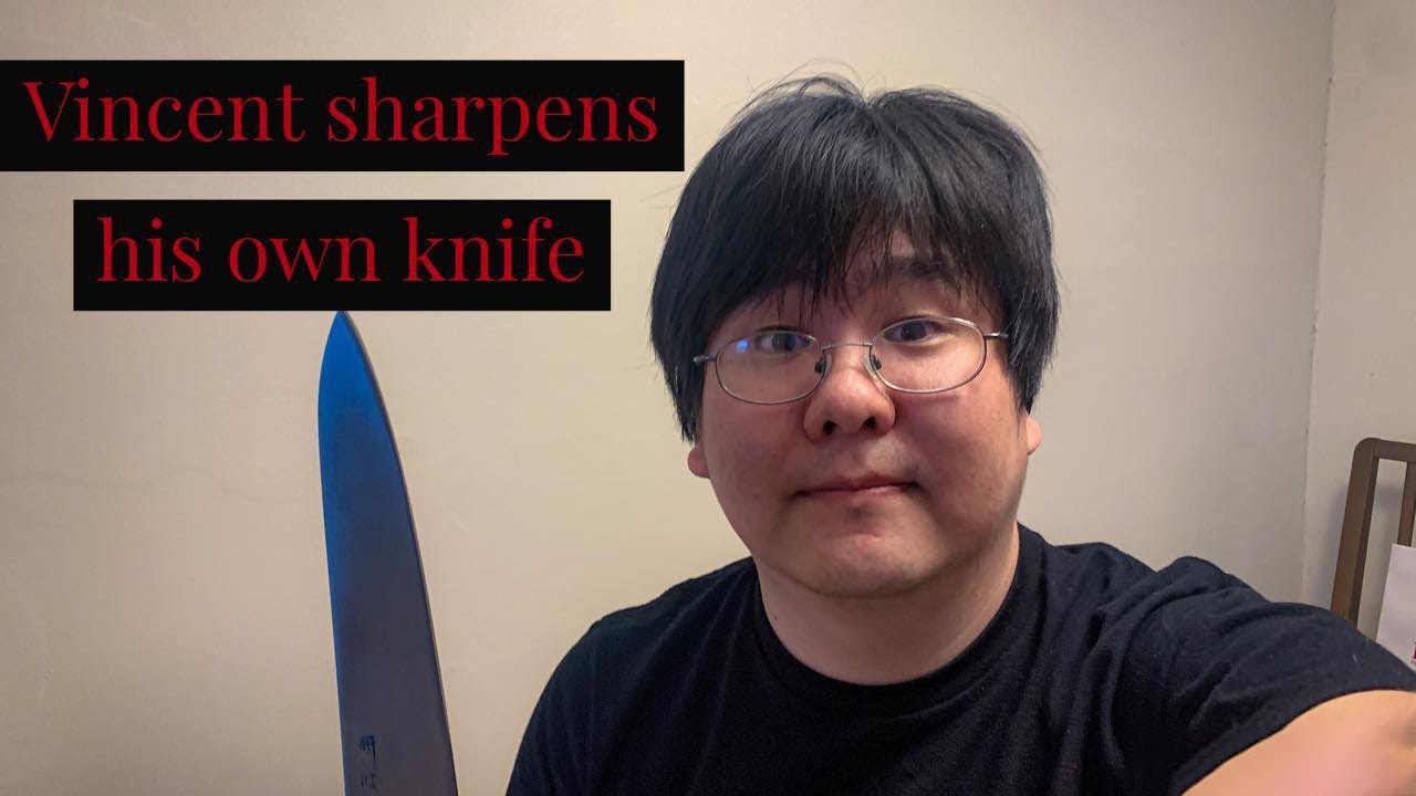 Vincent sharpens his own knives