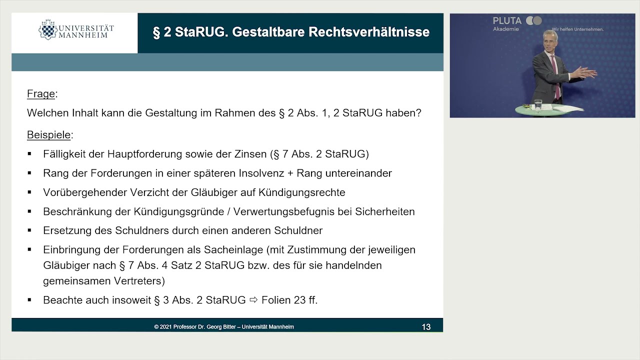 StaRUG: Folgen für Fremdkapitalgeber, Finanzierungsbeiträge und Kreditsicherheiten