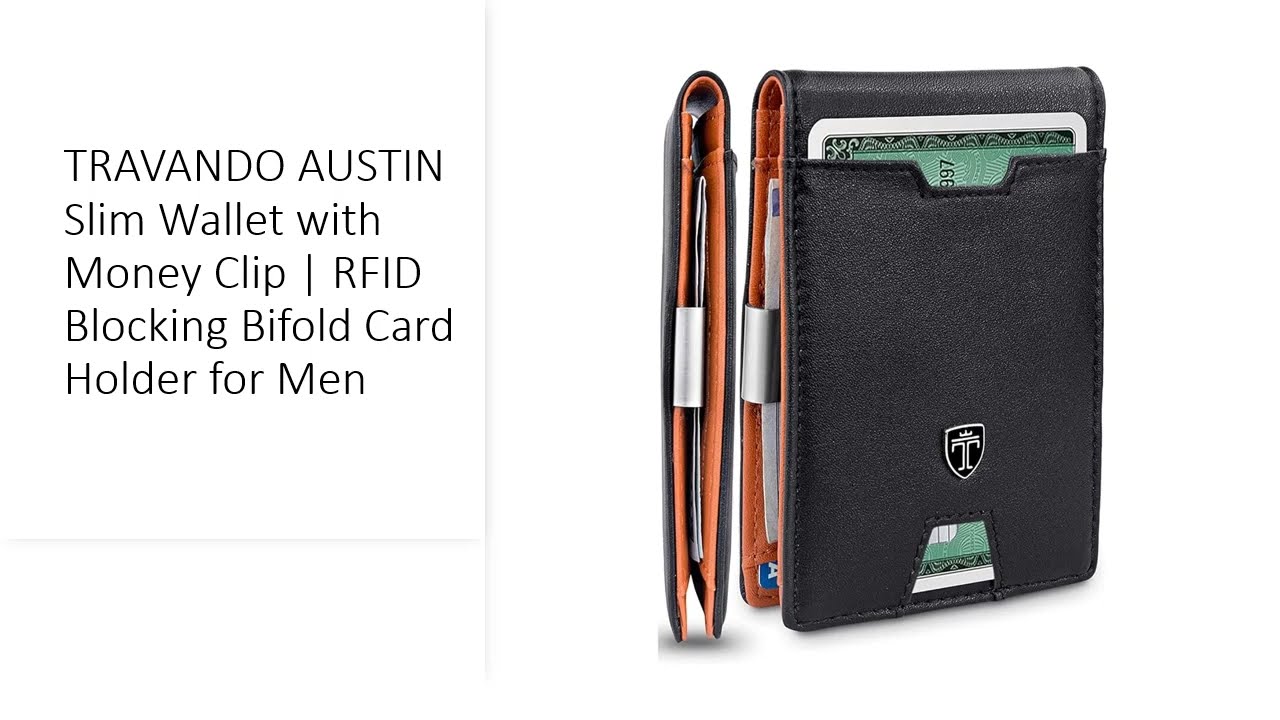 TRAVANDO AUSTIN Slim Wallet with Money Clip | RFID Blocking Bifold Card Holder for Men