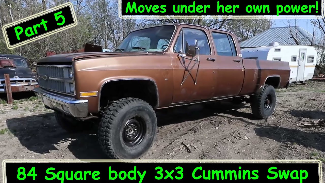 Cummins swapped square body moves under her own power and working on the dash