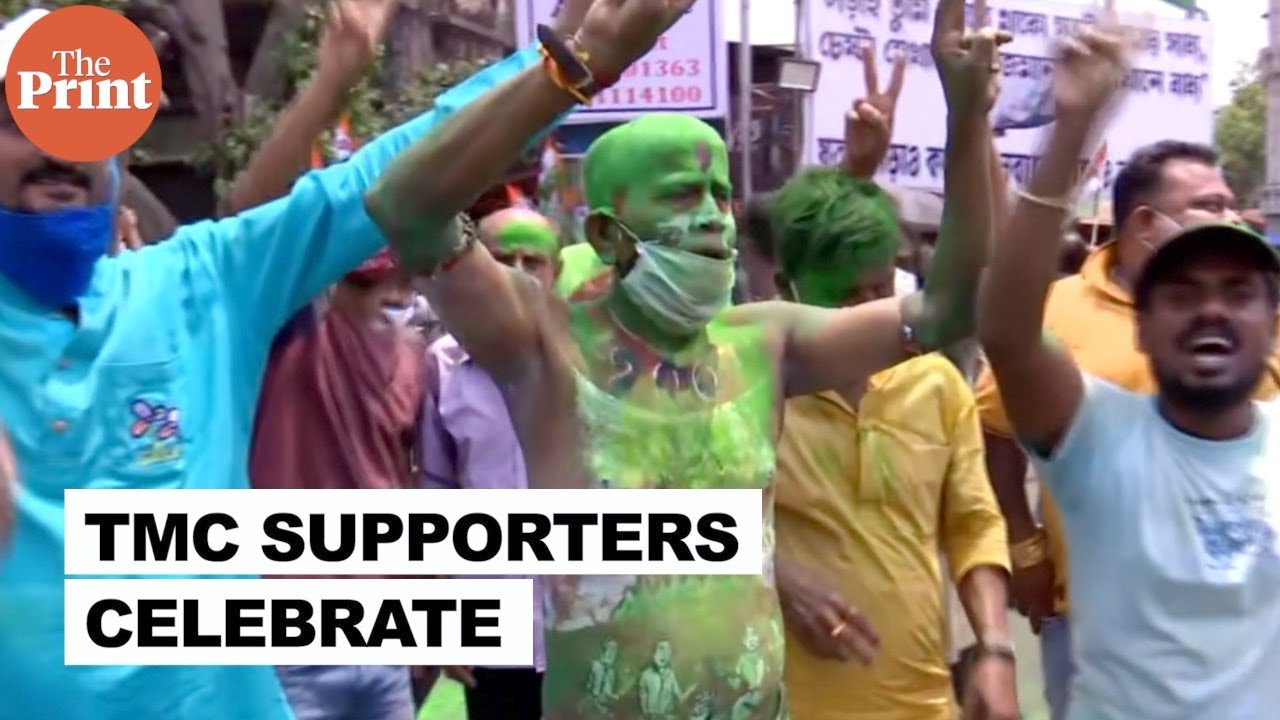 TMC supporters celebrate outside Mamata home as trends indicate Bengal sweep, defy EC orders
