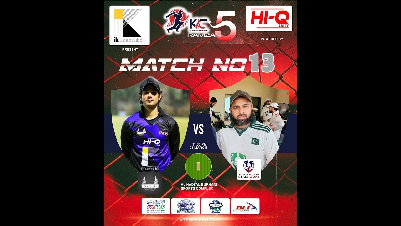 Live - Match 13 - Karachi Ramzan Cup - Season 5 - Invictus Vs Shaheen Shinwari Gladiator - TNVisions