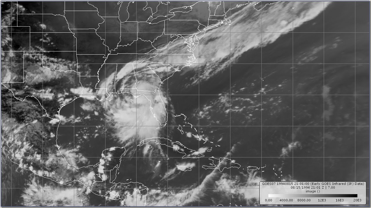 1994 Beryl - 7 Kilometer Resolution Infrared Satellite Imagery Animation (HD 1280x720)