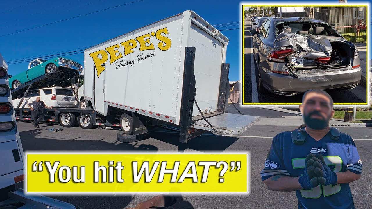 Badly Loaded Box Truck Side Swipes 7 cars!