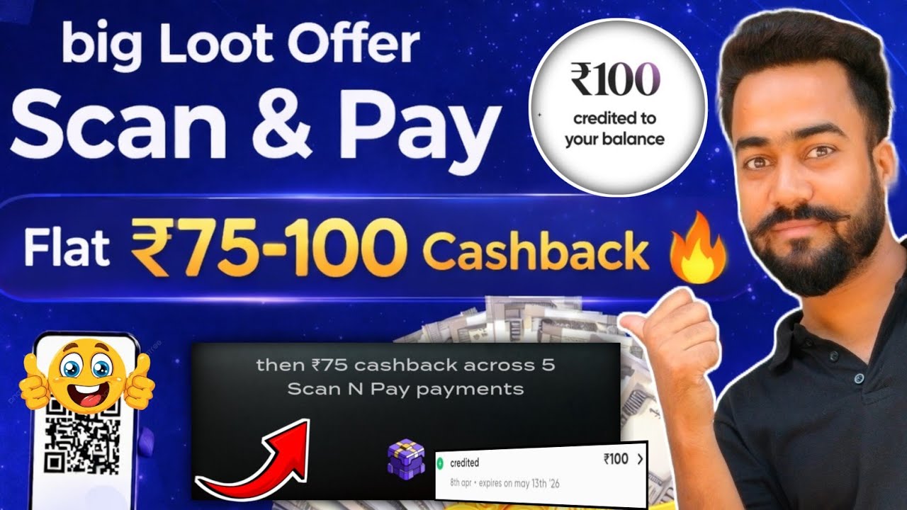 😱Big Loot Scan & Pay Get Flat ₹100🔥 Cashback Offer Today! Cred App Flat ₹75 Assured Cashback Loot!
