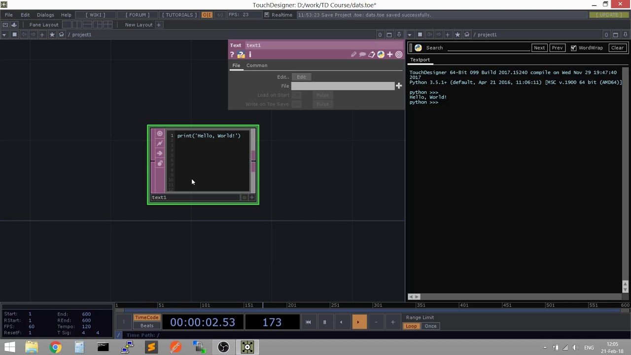 Python в TD, Занятие 1