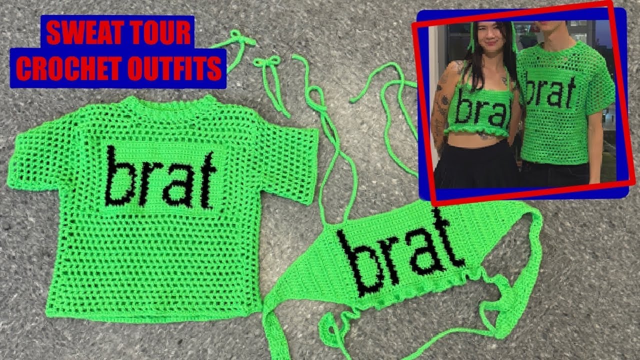 crocheting matching BRAT outfits for the charli xcx and troye sivan SWEAT tour