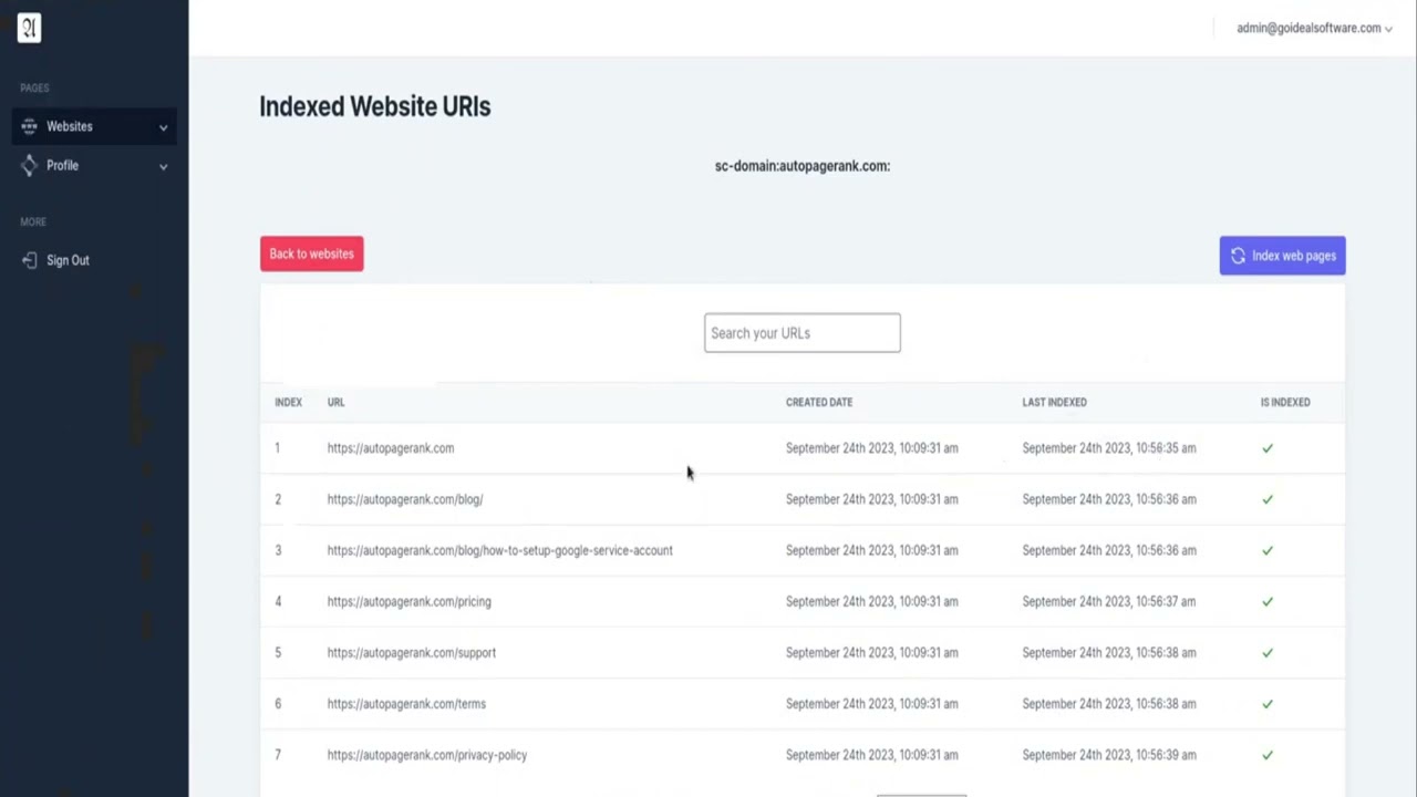 auto page indexer demo
