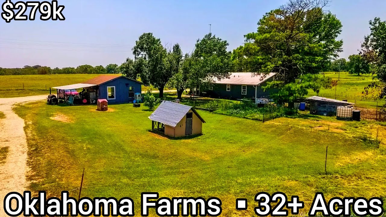 Oklahoma Farmhouse For Sale | $279k | 32+ Acres | Oklahoma Farms For Sale | OK Real Estate