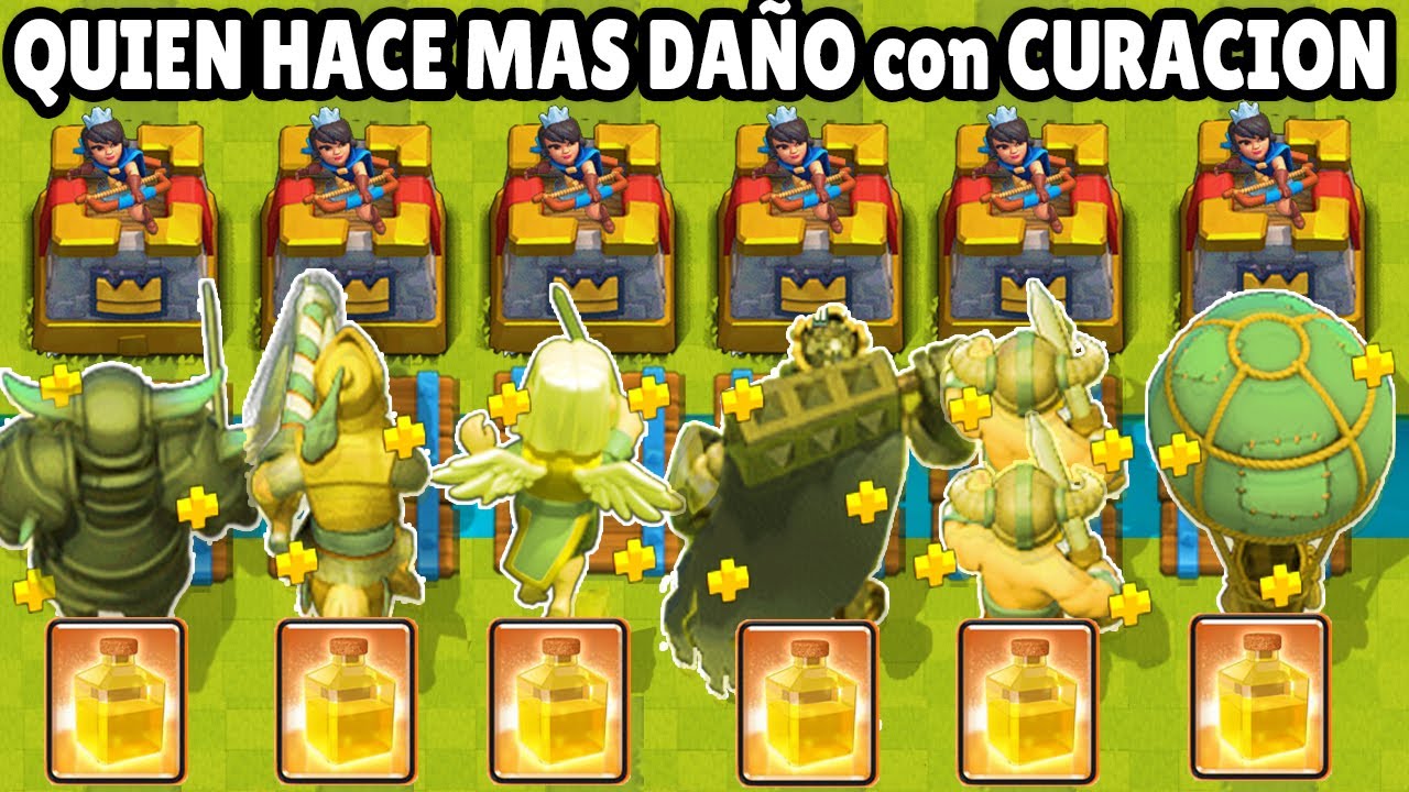 CUAL CARTA LOGRA HACER MAS DAÑO usando CURACION? | OLIMPIADAS de CLASH ROYALE
