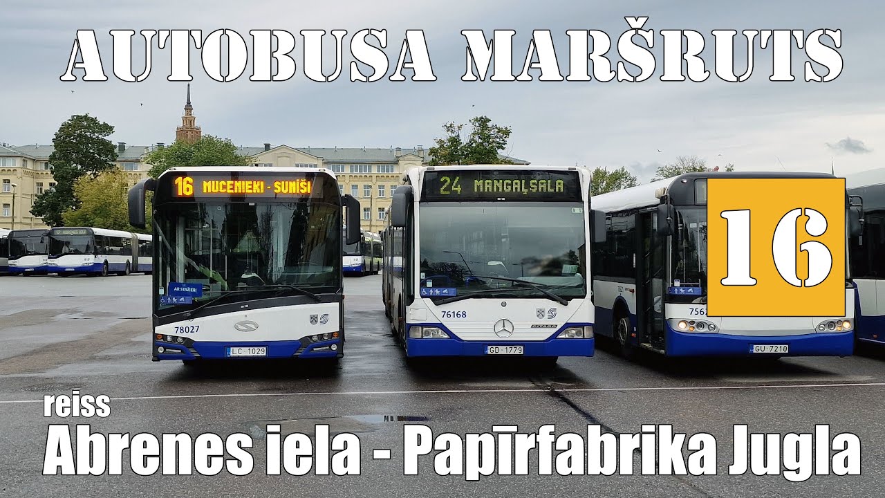 Rīga, Autobusa maršruts №16, Reiss: Abrenes iela - Mucenieki - Sunīši. Timelapse 2x 09.2025.