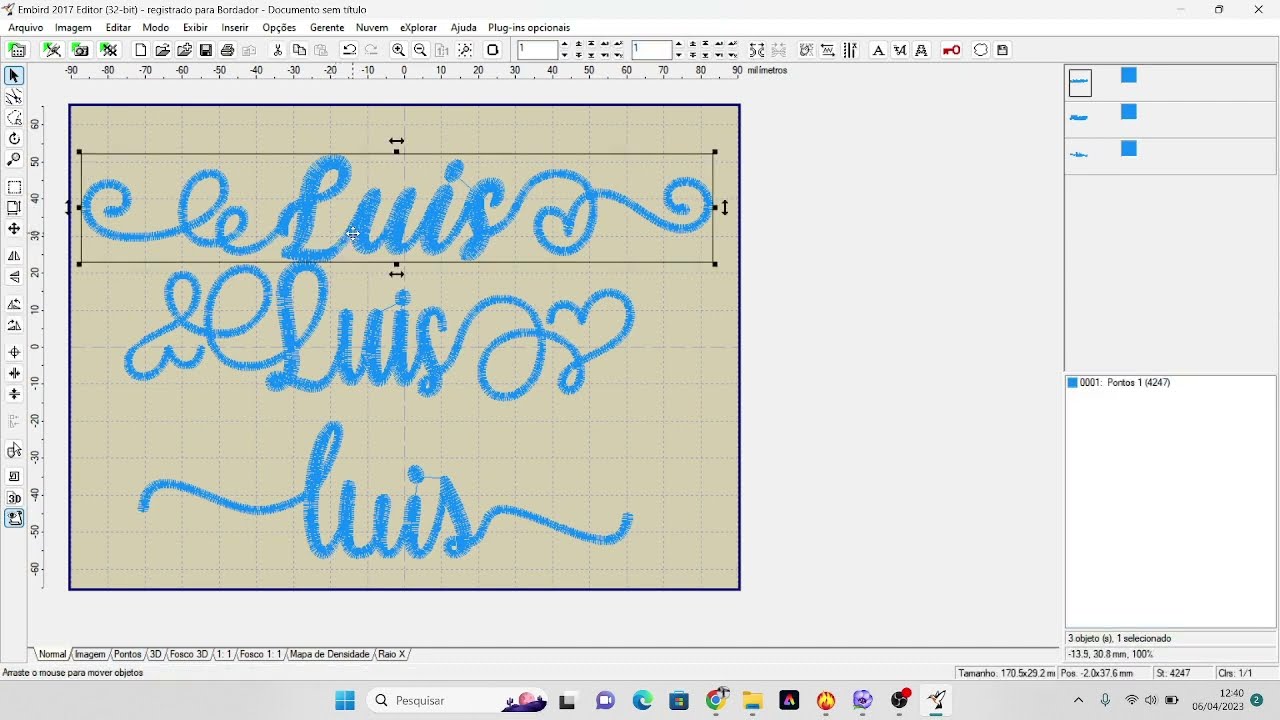 Como fazer nomes com glifos no Embird, Wilcom e Pe Design.