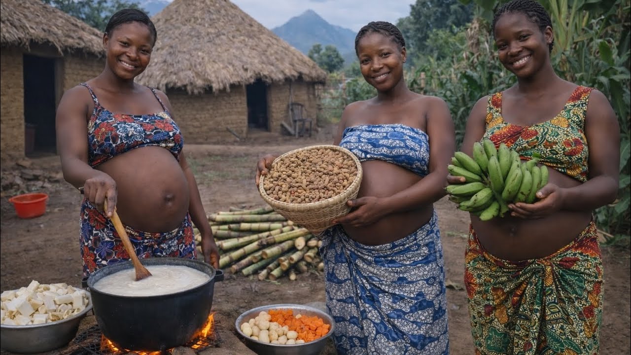Only in Traditional African home where Cowives shares duties// cooking breakfast from scratch ☕🍲