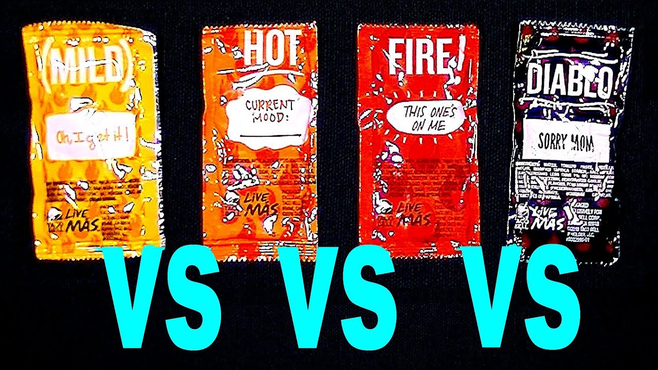 Соус Taco Bell: Mild vs Hot vs Fire vs Diablo — FoodFights сравнивает острый соус в прямом эфире