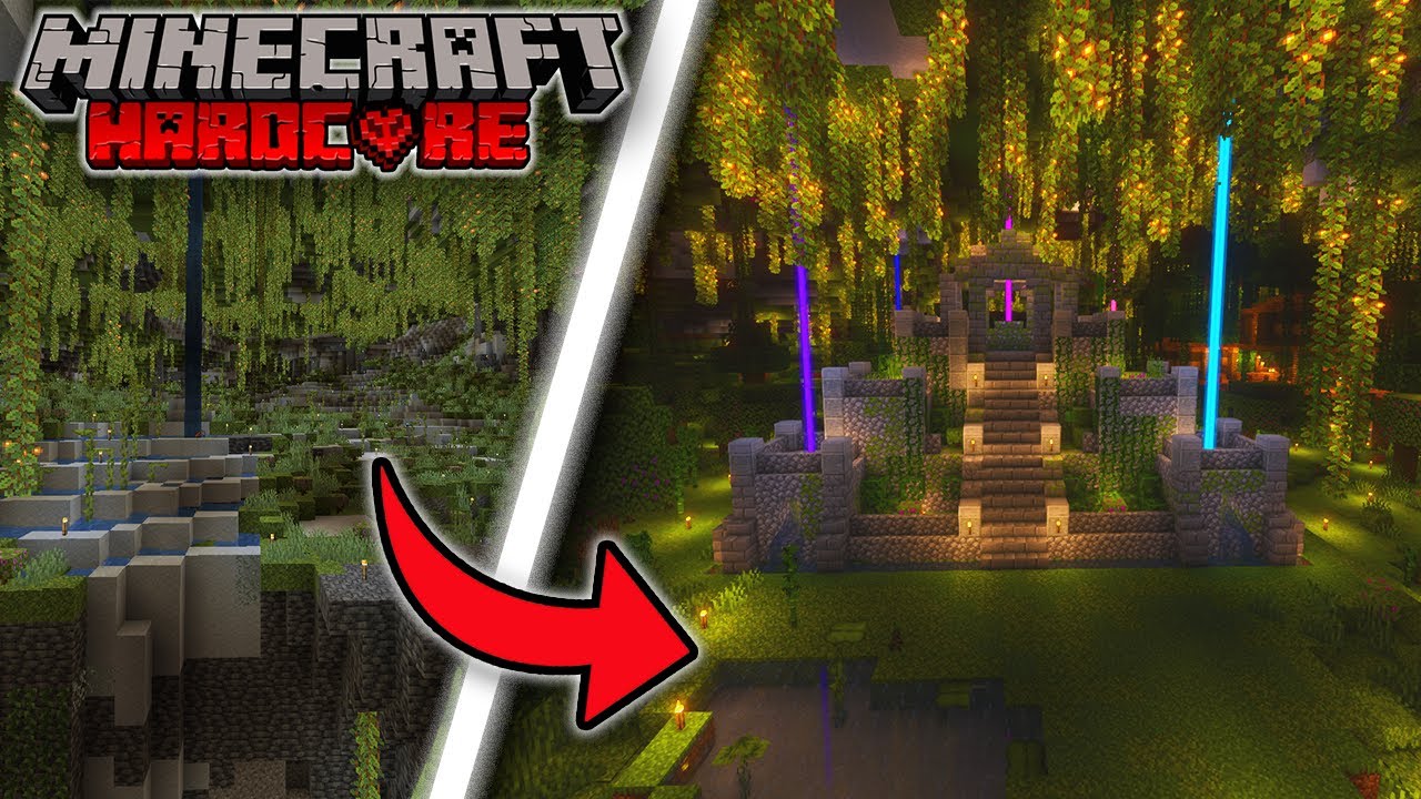I Transformed a LUSH CAVE into an UNDERGROUND JUNGLE in Hardcore Minecraft