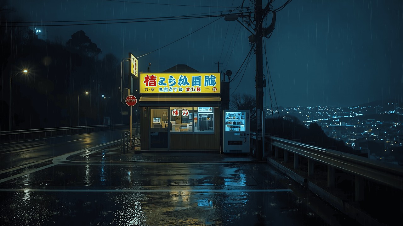 Japanese Street After Rain 🌧️ — 90s Lofi for Study & Calm Nights