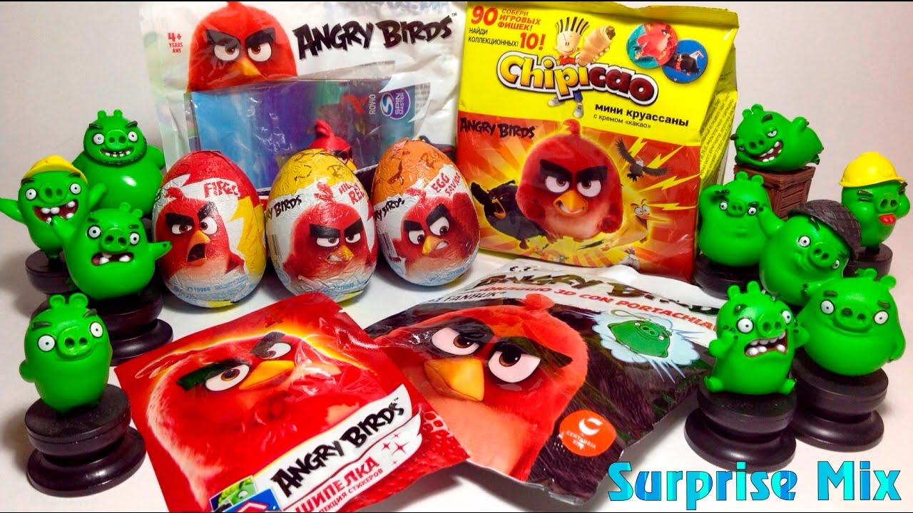 РЕД против ЗЕЛЁНЫХ СВИНОК Angry Birds В Кино RED vs. GREEN Pigs - СЮРПРИЗЫ Игрушки. ANGRY BIRDS toys