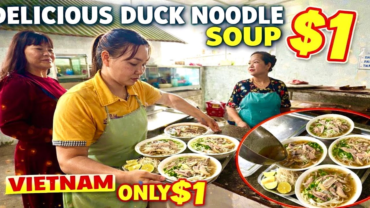 ONLY $1,2 Vietnamese Duck Noodle Soup 🇻🇳 So Cheap | Hidden Street Food ASMR 