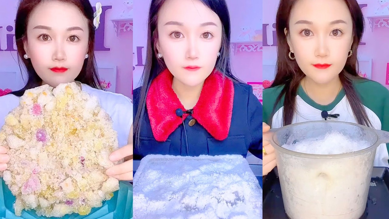 Crystal Sugar Candy and Shaved Ice Dessert ASMR Mukbang Bites #443