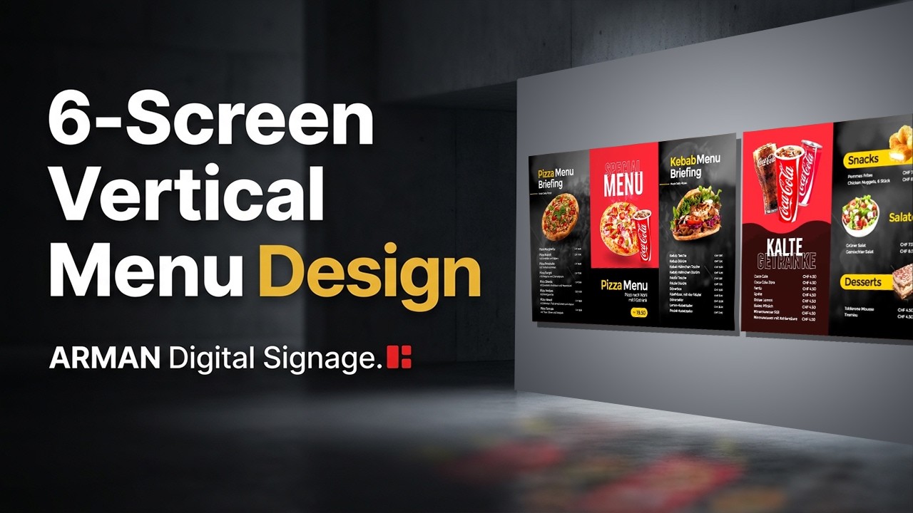 Fast Food Digital Menu Board | 6 Vertical Screen Animated Design