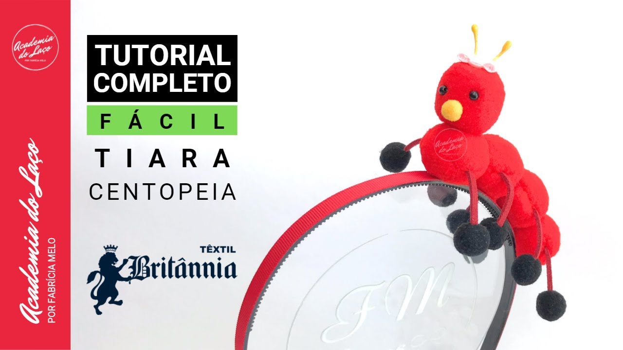 Tiara de centopeia feita com pompons passo a passo