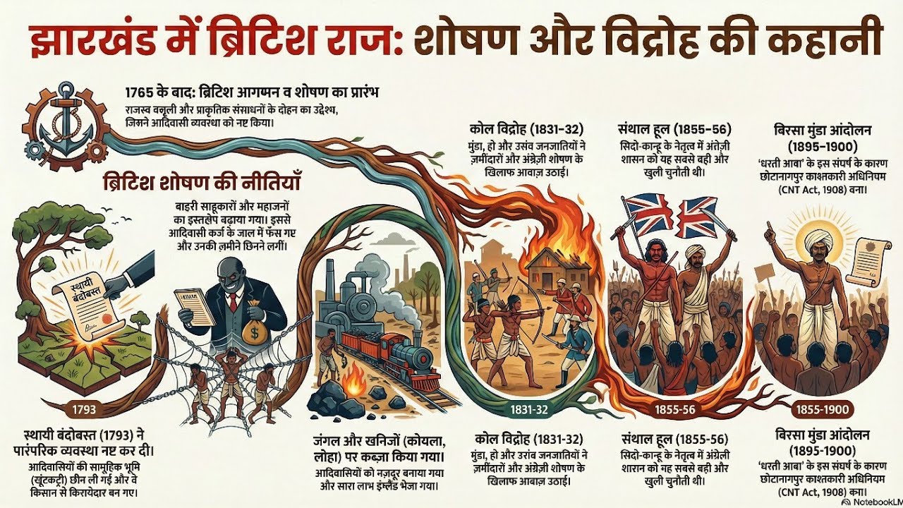 झारखंड में ब्रिटिश सत्ता का पूरा इतिहास | आदिवासी विद्रोह से स्वतंत्रता तक | Jharkhand History