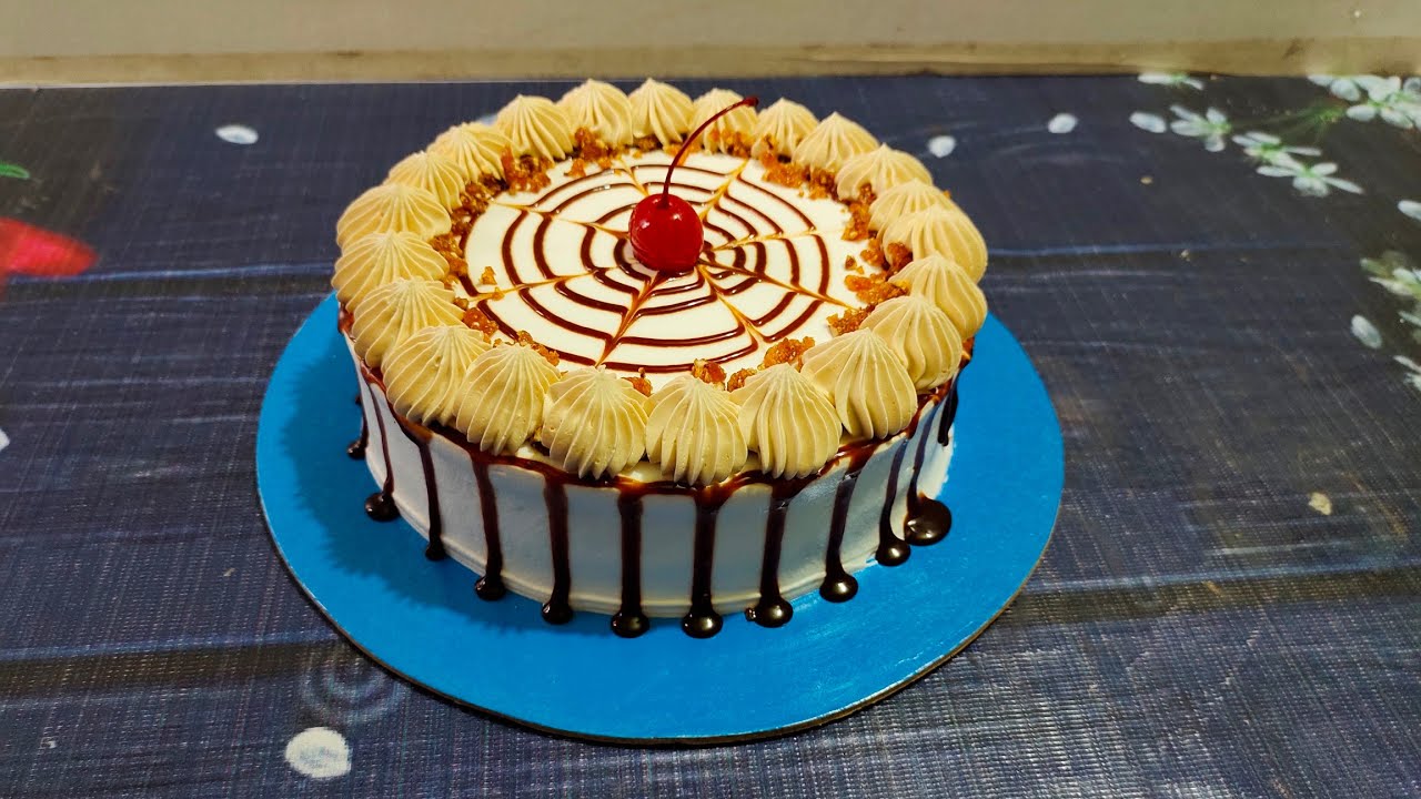 Butterscotch cake recipe | বাটারস্কচ কেক সস, প্রালিন, ক্রিম সহ | praline cake | Butterscotch cake |