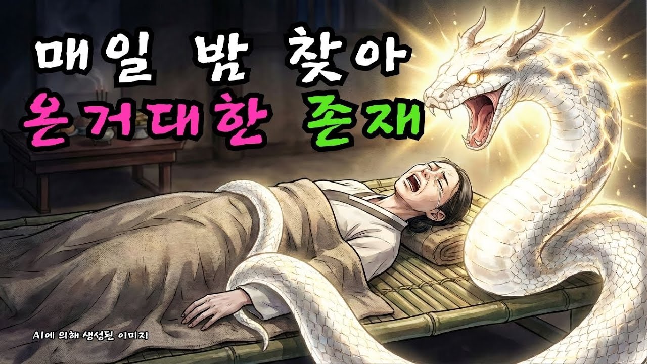 거대 구렁이를 도둑고양이인 줄 알고 매일 쓰다듬어준 눈먼 노파, 그녀가 죽자 구렁이가 용이 되어 할머니를 모시고 승천하다 | 야담 | 민담  |  조선시대