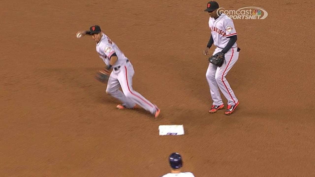 Adrianza corrals grounder for double play