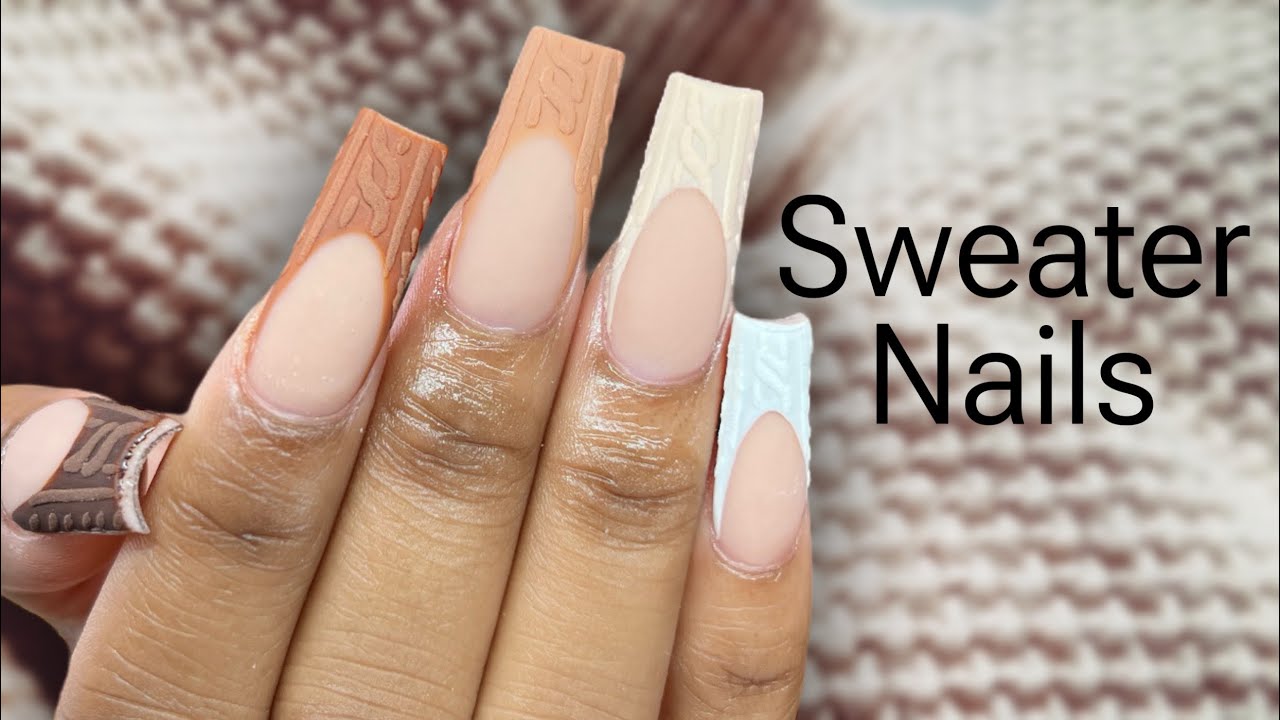 Watch Me Work: Acrylic Full Set | Sweater Nail Art