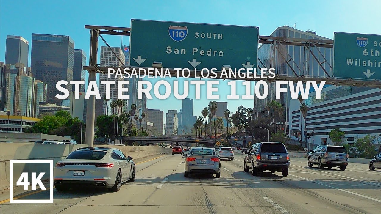 [4K] Driving State Route 110 FWY from Pasadena to Downtown Los Angeles, California, 4K UHD
