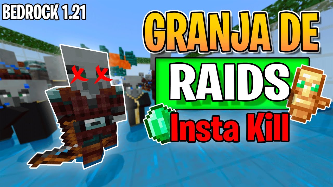 Granja de RAIDS Insta-Kill Minecraft Bedrock 1.21
