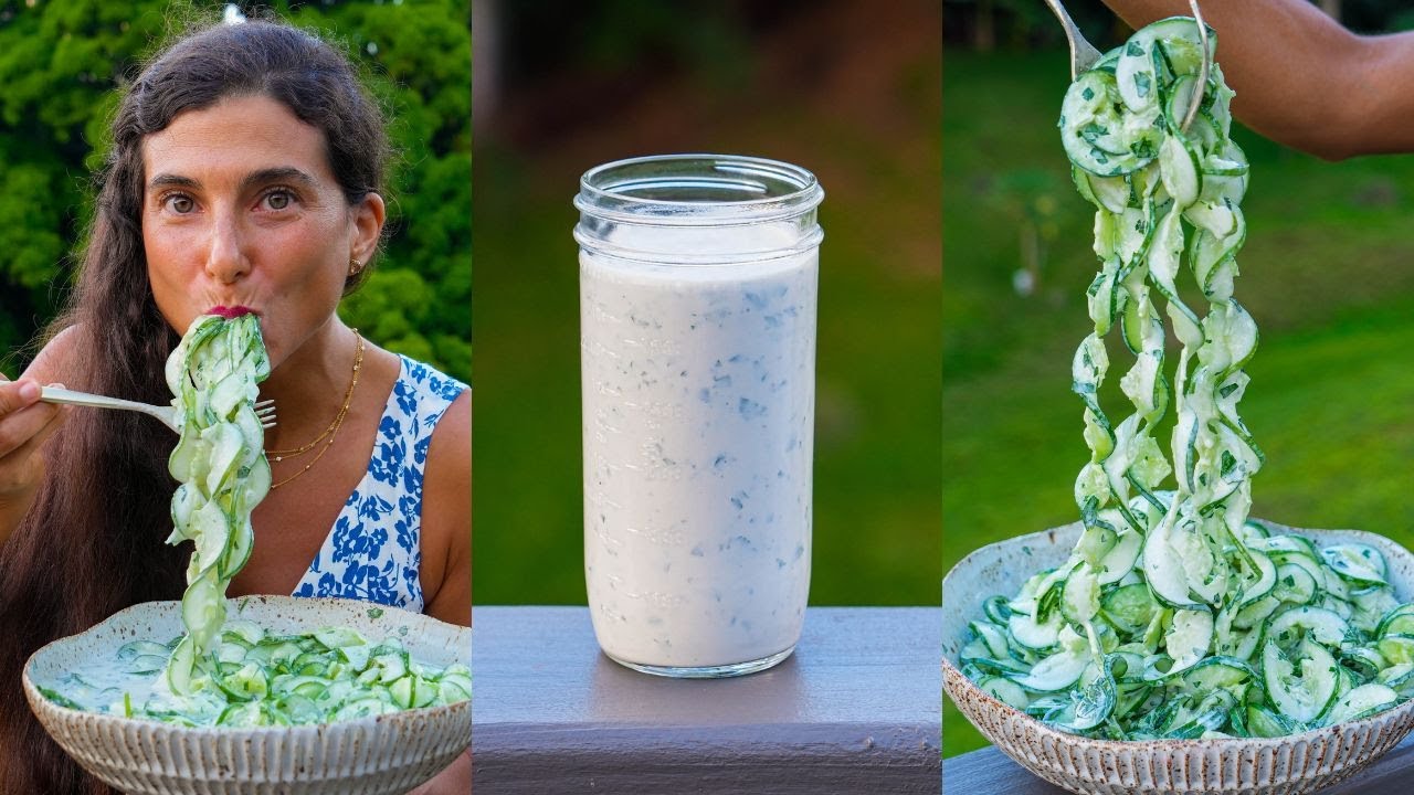 Best Creamy Cucumber Noodle Dish with Tzatziki Sauce 🥒 Easy Refreshing Raw Vegan Dinner Recipe! 🌱