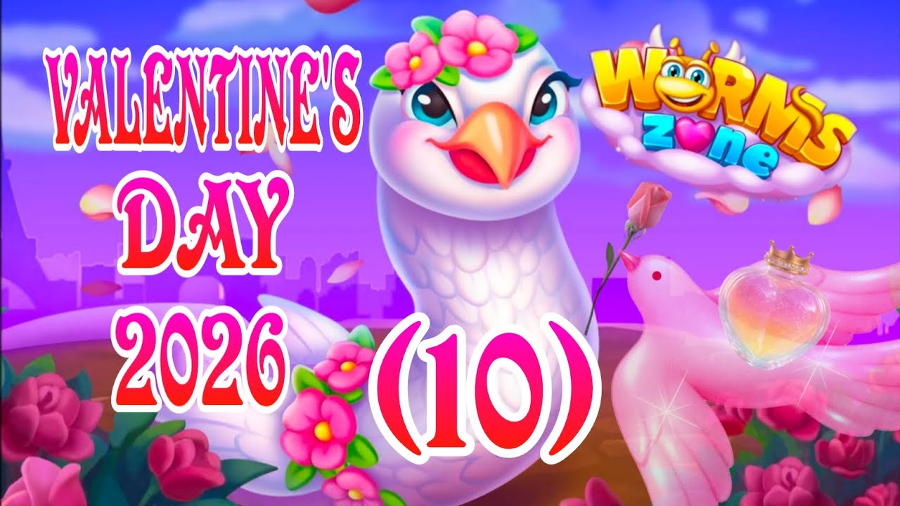 💘🌹 Worms Zone.io Valentine's Day 2026 (10) 💘🌹 by 4Games_#1176