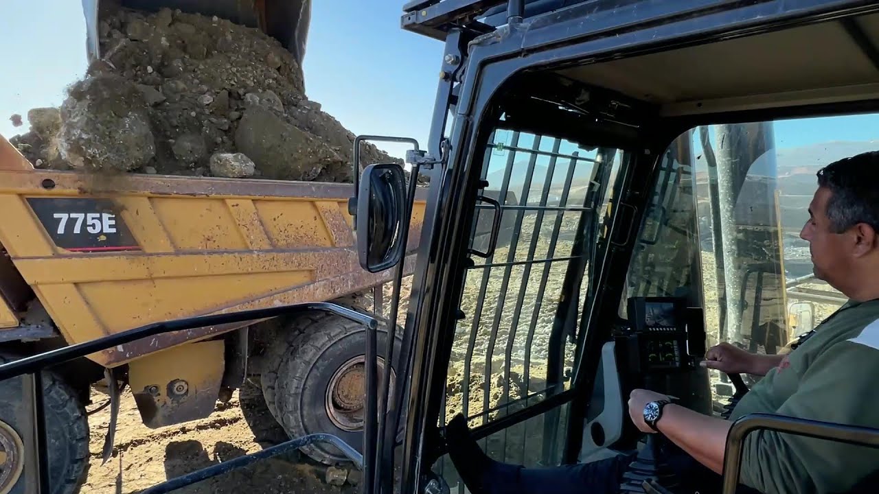 Caterpillar 6015B Excavator Loading Caterpillar Dumpers - Operator View - Sotiriadis Mining Works