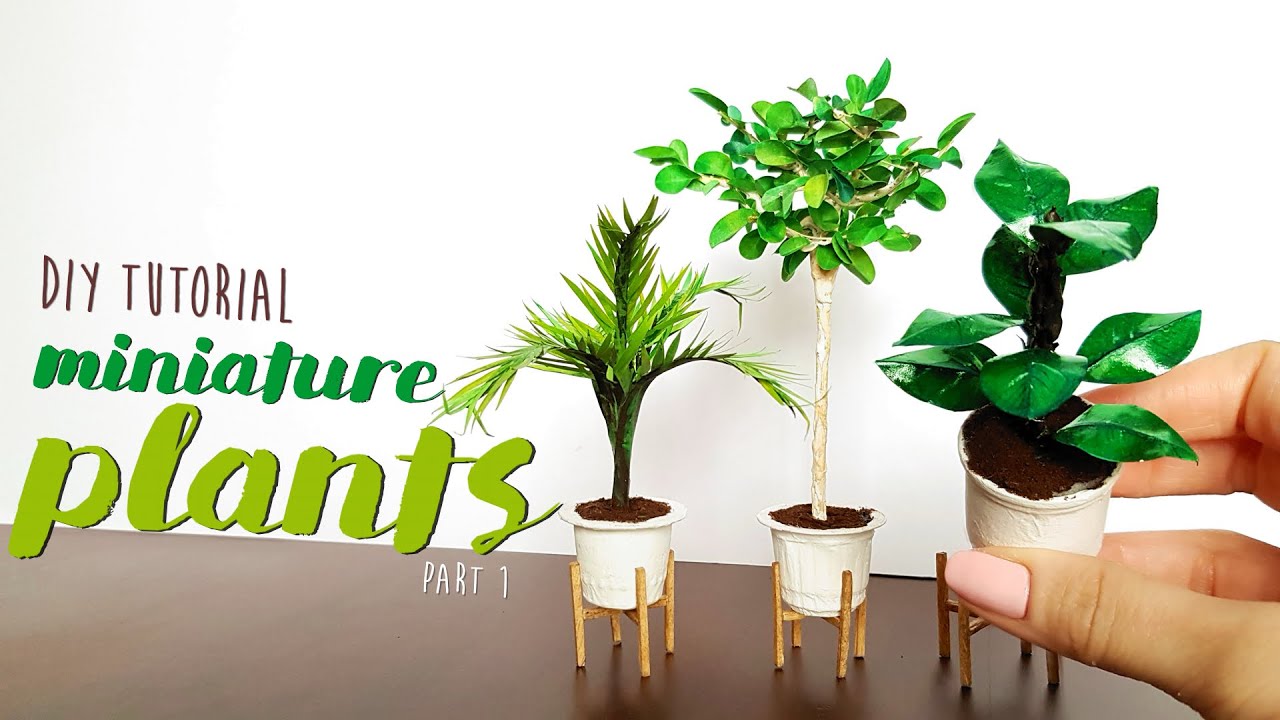 MINIATURE PLANTS DIY | How to make MINIATURE PLANTS with PAPER for DOLLS | Barbie Furniture | Part 1