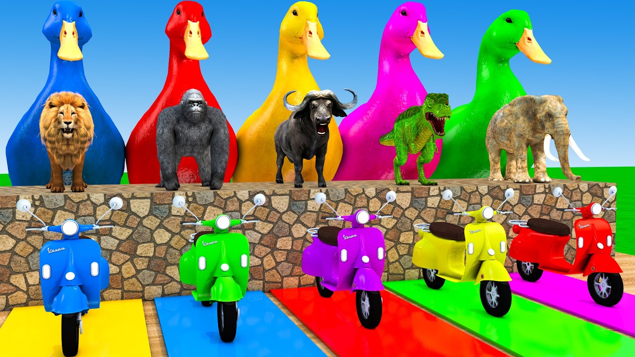 Long Slide Game With Cow Elephant Gorilla Hippopotamus Tiger 3d Animal Game Funny 3d Animals