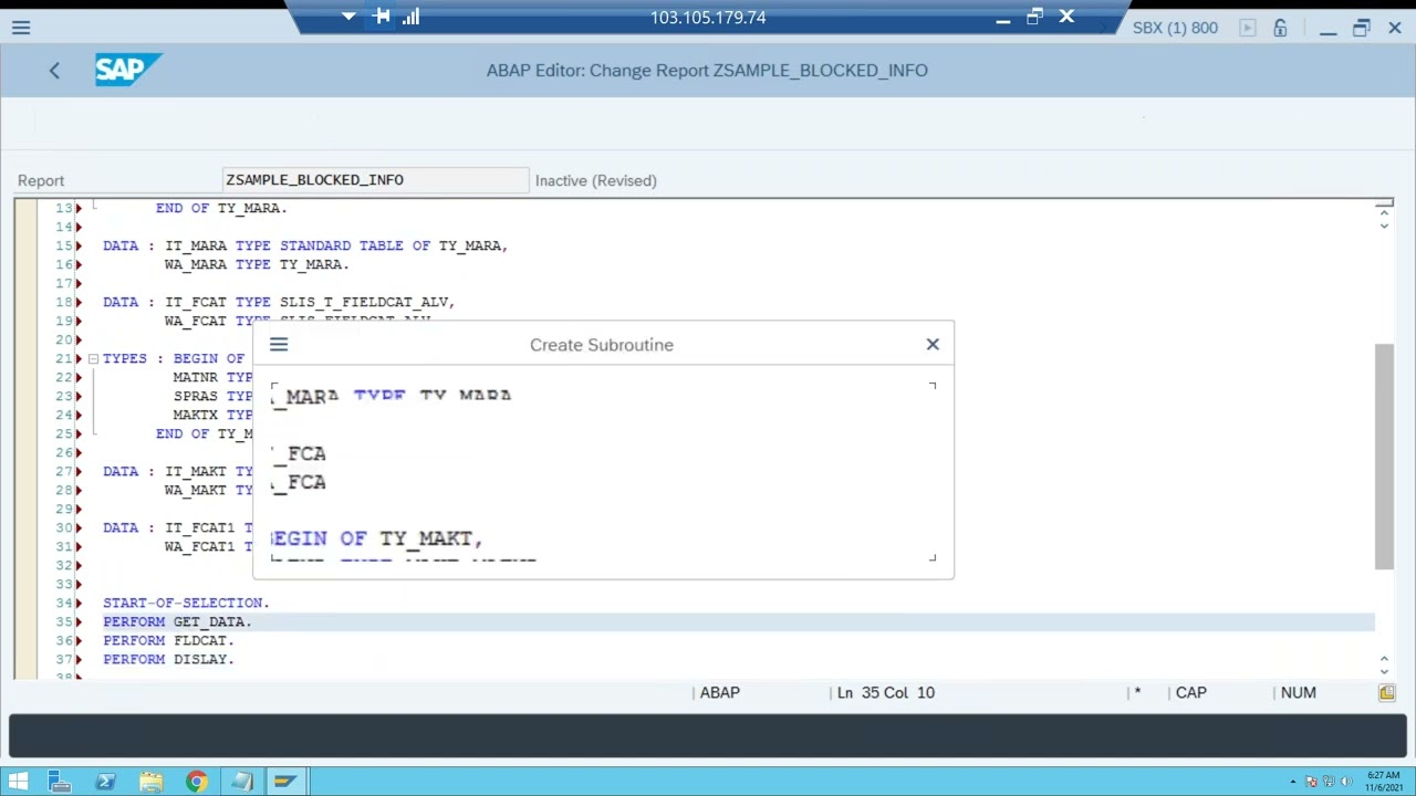 blocked alv report creation