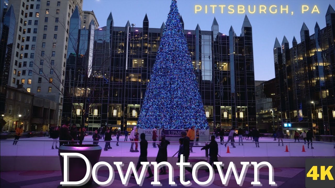 Walking Tour Pittsburgh, PA 4K Downtown Holiday Sights