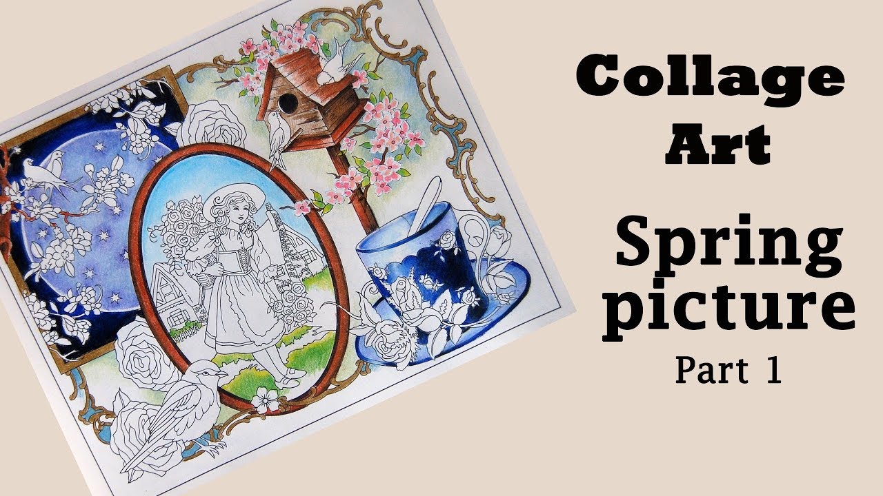 Coloring 'Collage Art' Spring picture. Part 1 / Prismacolor pencils