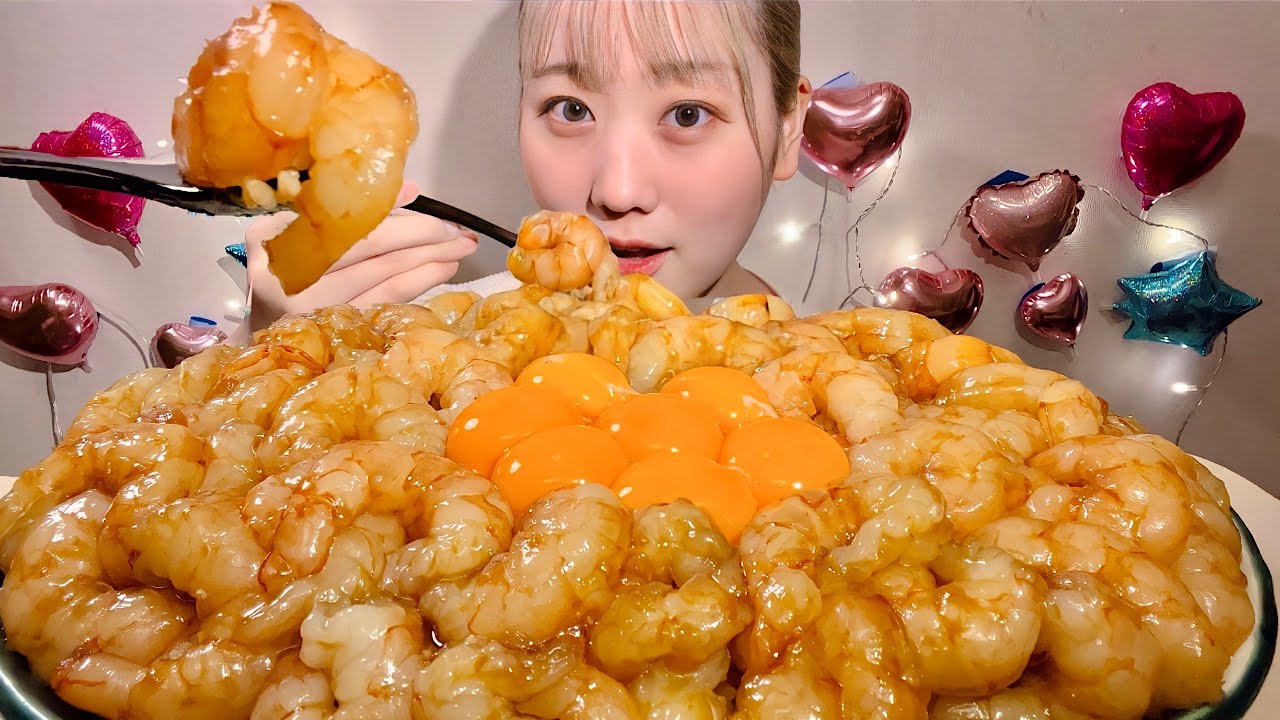 ASMR Приправленные сырые креветки и рис【русские субтитры】【Mukbang/ Eating Sounds】