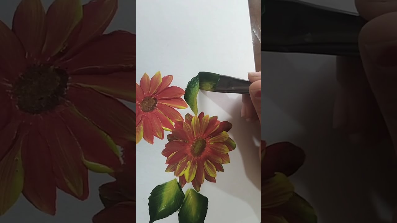 How to paint flowers and leaf. Easy techniques for painting