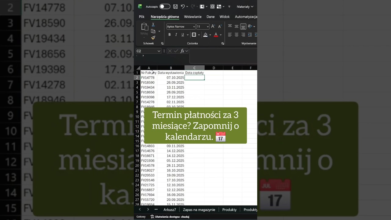 Jak poprawnie obliczać terminy płatności w Excelu? | Funkcja NR.SER.DATY