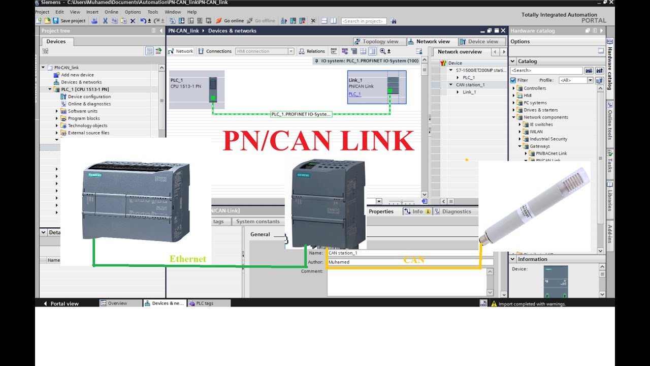 TIA Portal commissioning PN/CAN LINK and temperature and humidity measurement