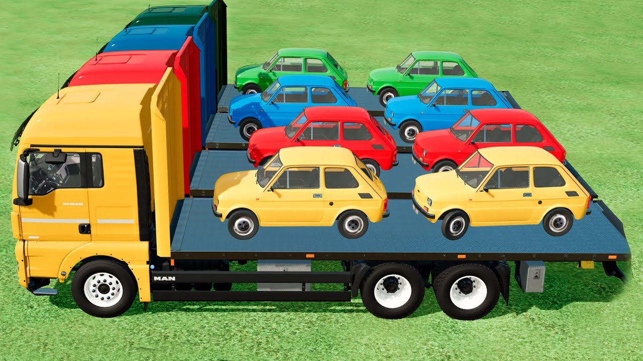 MINI CARS ON TRUCKS ! GIANT TRANSPORT MISSION with TRUCKS ! Farming Simulator 22