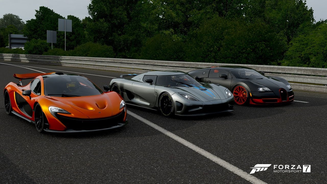 Forza 7 Drag race: Koenigsegg Agera vs McLaren P1 vs Veyron SS (REMATCH)