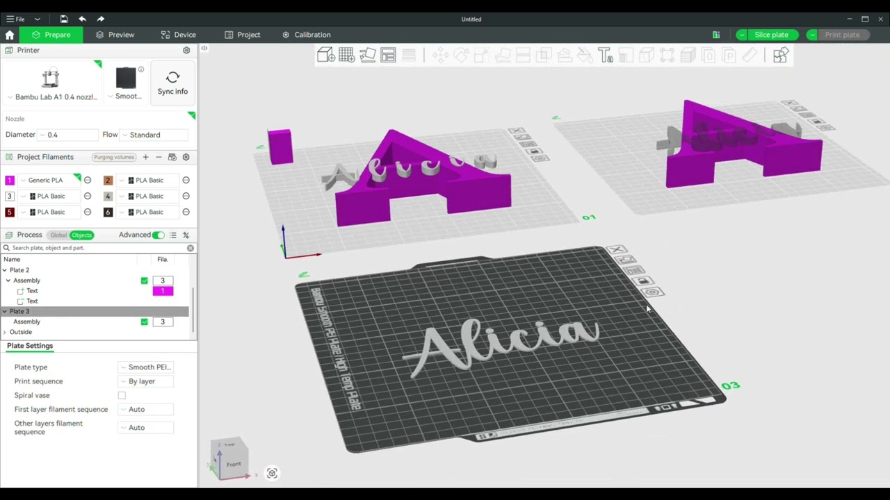Criando um letreiro multicolor no Bambu Studio para imprimir sem AMS - Vídeo para iniciantes em 3D
