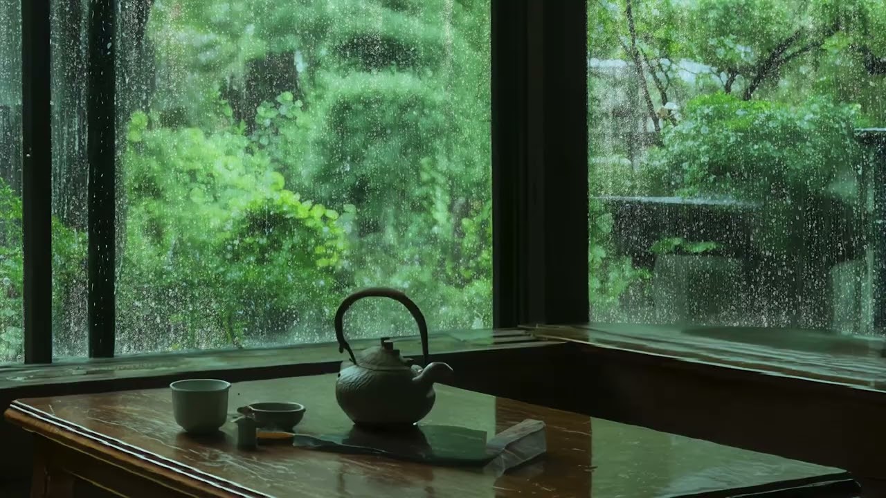 Rain Sounds for Deep Sleep and Stress Relief - Relaxing Piano Music On Rainy Day In Warm Bedroom